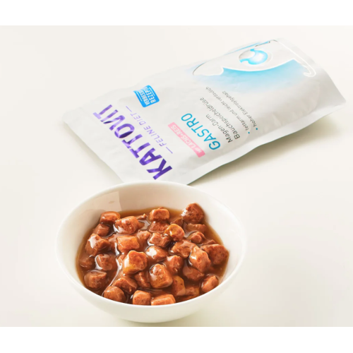consistenza Kattovit Gastrointestinal Gatto bocconcini Salmone e Riso busta 85gr