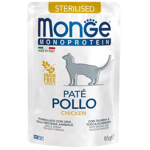 Monge Monoprotein Gatto Sterilizzato Busta Patè Pollo 85gr