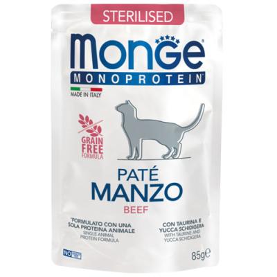 Monge Monoprotein Gatto Sterilizzato Busta Patè Manzo 85gr