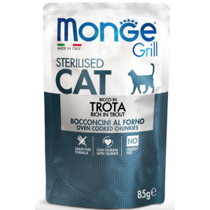 Monge Gatto Sterilizzato Grill Bocconcini in Jelly con Trota 85gr