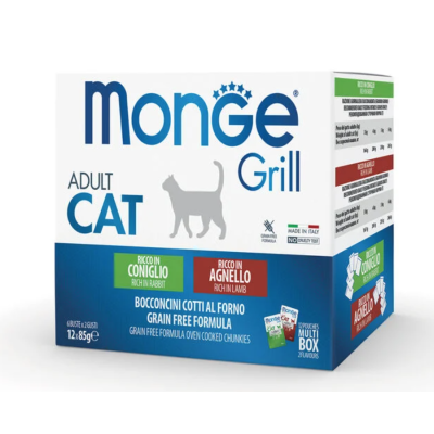 Monge Grill Gatto adulto Multipack Coniglio-Agnello 12x85 gr