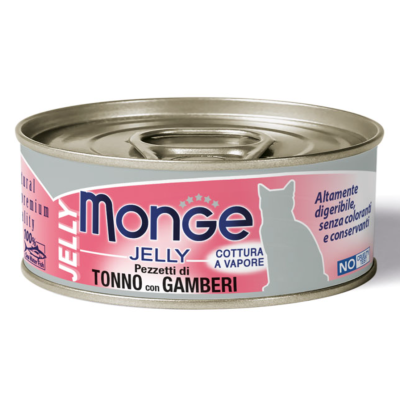 Monge Gatto Jelly Tonno con Gamberi lattina 80gr