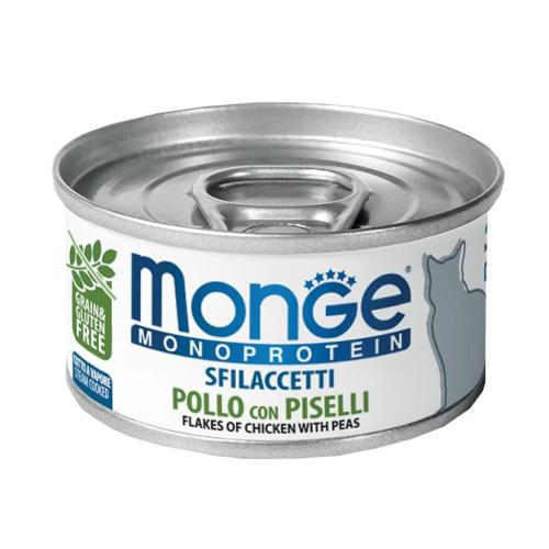 Monge Monoprotein Sfilaccetti Solo Pollo e Piselli Lattina 80gr