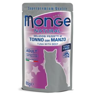 Monge Natural Pezzetti Tonno e Manzo Busta 80gr