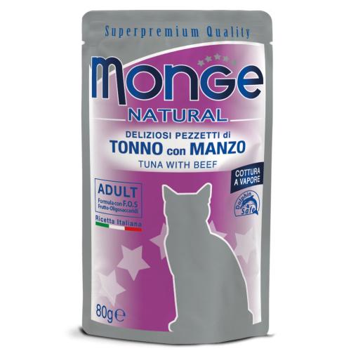 Monge Natural Pezzetti Tonno e Manzo Busta 80gr
