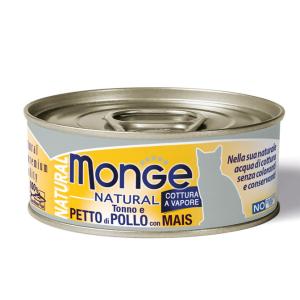 Monge Natural Gatto Pezzetti Tonno e Petto di Pollo con Mais Lattina 80gr