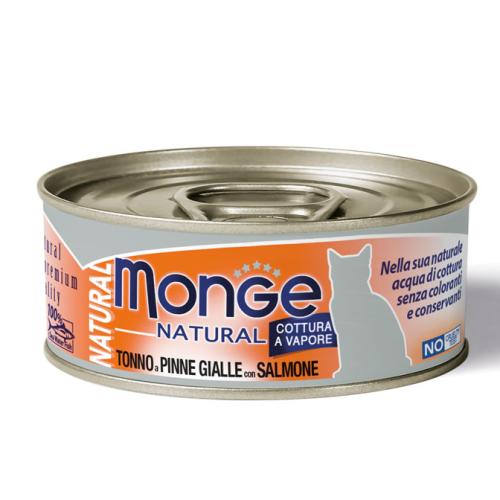 Monge Natural Gatto Pezzetti Tonno con Salmone Lattina 80gr