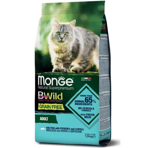 Monge BWild Grain Free Gatto con Merluzzo, Patate e Lenticchie