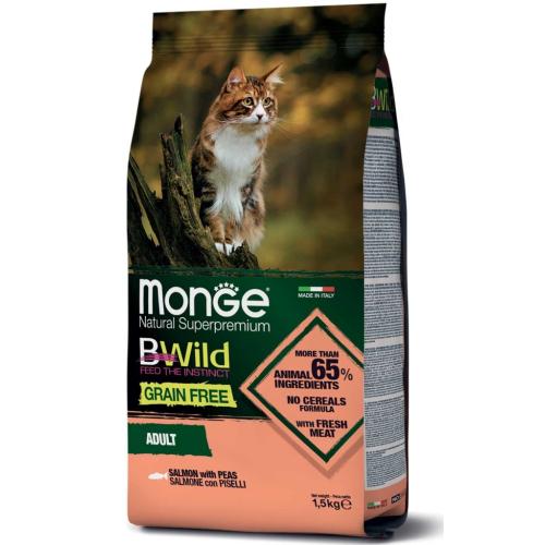 Monge BWild Grain Free Gatto con Salmone e Piselli 1,5kg
