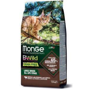 Monge BWild Grain Free Large Breed Gatto con Buffalo, Patate e Lenticchie 1,5kg