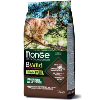 Monge BWild Grain Free Large Breed Gatto con Buffalo, Patate e Lenticchie 1,5kg