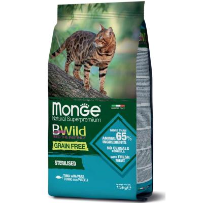 Monge BWild Grain Free Gatto Sterilizzato Tonno e Piselli 1,5kg