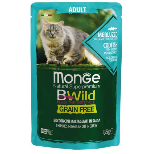 Monge BWild Grain Free Gatto Merluzzo, Gamberetti e Ortaggi 85gr