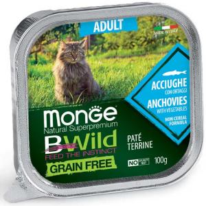 Monge BWild Grain Free Gatto Acciughe e Ortaggi Vaschetta 100gr