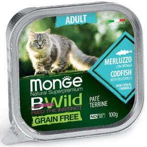 Monge BWild Grain Free Gatto Merluzzo e Ortaggi Vaschetta 100gr