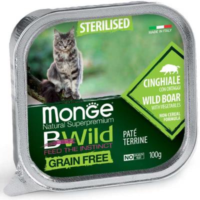 Monge BWild Grain Free Gatto Sterilizzato Cinghiale e Ortaggi Vaschetta 100gr