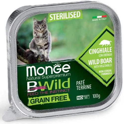 Monge BWild Grain Free Gatto Sterilizzato Cinghiale e Ortaggi Vaschetta 100gr