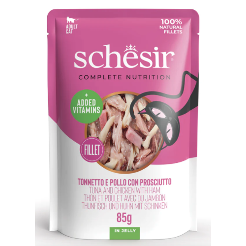 Schesir Gatto Tonnetto e Pollo con Prosciutto in jelly Busta 85gr