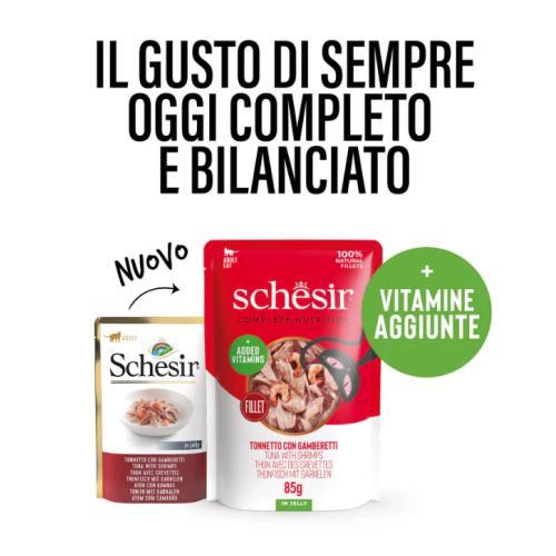 Schesir Gatto Tonnetto con Gamberetti in jelly Busta 85gr