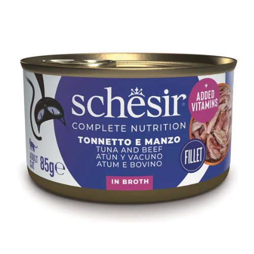 Schesir Gatto Tonnetto con Manzo in Brodo di cottura lattina 85gr