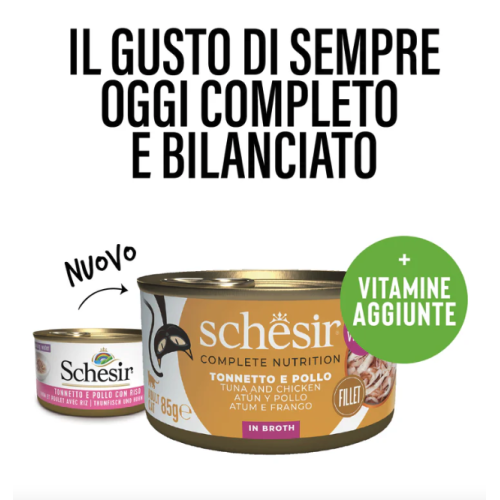 Schesir Gatto Tonnetto con Pollo in Brodo di cottura lattina 85gr