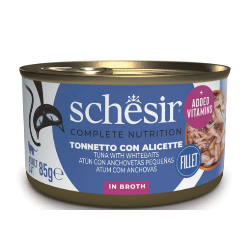 Schesir Gatto Tonnetto con Alicette in Brodo di cottura lattina 85gr