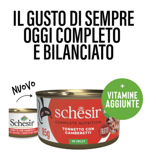 Schesir Gatto Tonnetto con Gamberetti in Jelly lattina 85gr
