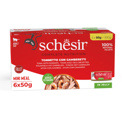 Schesir Gatto Tonnetto con Gamberetti in Jelly multipack 6x50gr
