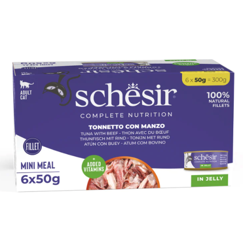 Schesir Gatto Tonnetto con Manzo in Jelly multipack 6x50gr