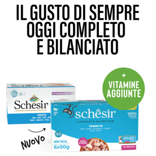 Schesir Gatto Tonnetto in Acqua di Cottura multipack 6x50gr