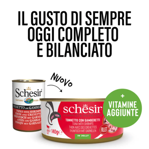 Schesir Gatto Tonnetto con Gamberetti in Jelly lattina 140gr