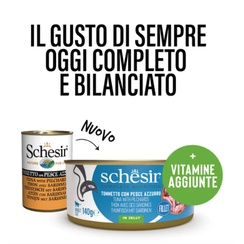 Schesir Gatto Tonnetto con Pesce Azzurro in Jelly lattina 140gr