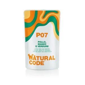 Natural Code Gatto P07 Pollo, Manzo e Verdure Busta 70gr