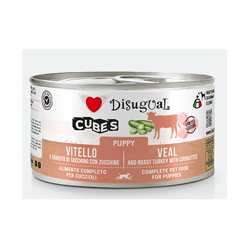 Disugual Cane Puppy Cubes Vitello e Arrosto di Tacchino con Zucchine
