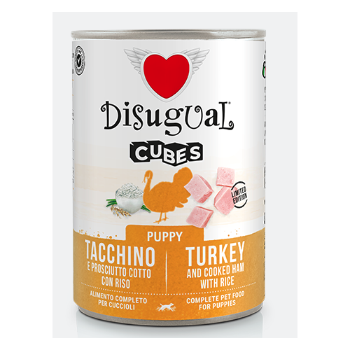 Disugual Cane Puppy Cubes Tacchino e Prosciutto Cotto con Riso