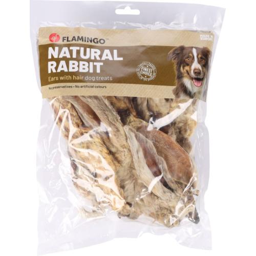 Flamingo Snack Naturale Per Cane Orecchie di Coniglio con Pelo 200 gr