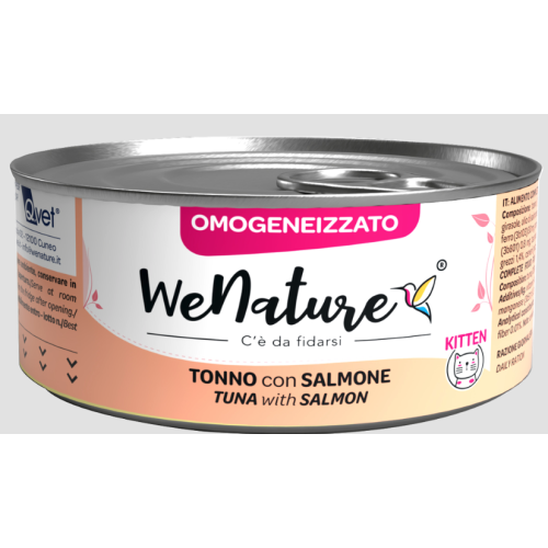 Wenature Umido Gatto kitten omogeneizzato tonno con salmone lattina 70gr