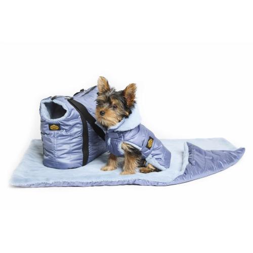 Fashion Dog Cappotto trapuntato in Eco Pelliccia per Cane Azzurro