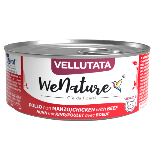 Wenature umido Gatto Sterilizzato Vellutata Pollo con Manzo 70gr