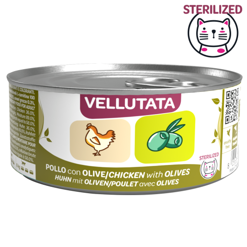 Wenature umido Gatto Sterilizzato Vellutata Pollo con Olive 70gr