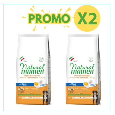 Natural Trainer Sensitive No Gluten Cane Adulto Medium e Maxi Uovo e Cereali Integrali