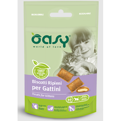 Oasy Gatto SNACK Biscotti Ripieni Kitten Pollo 60 Gr