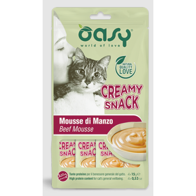 Oasy Gatto Snack Creamy Mousse Di Manzo Cf. (4x15) Gr