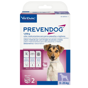 Prevendog cane 0-25 kg 2 collari antiparassitari 60cm