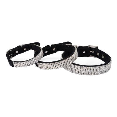 Camon collare in velluto con strass...