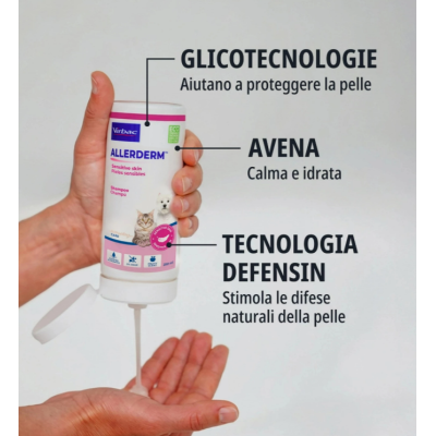 INGREDIENTI Allerderm shampoo pelle sensibile cane e gatto