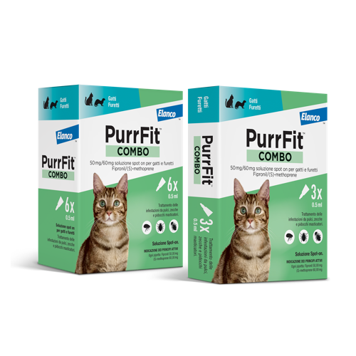 PurrFit Combo Spot On Gatto x3 Antiparassitario Contro Pulci, Zecche E Pidocchi