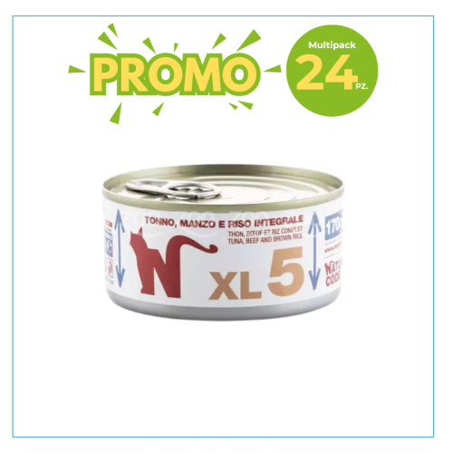 Natural Code Gatto XL 05 Tonno, Manzo e Riso Integrale Lattina 170gr