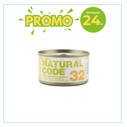 Natural Code Gatto 32 Tonno, Amaranto e Mirtilli Lattina 85gr