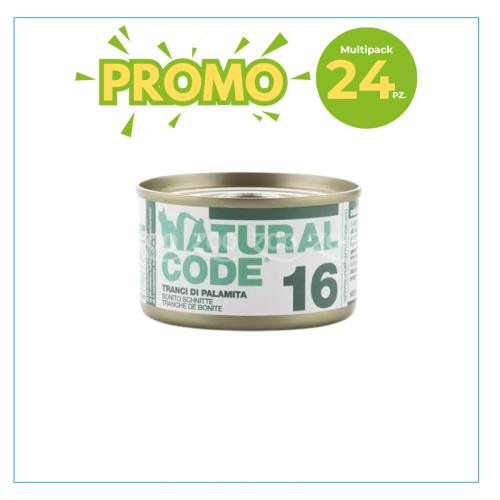 Natural Code Gatto 16 Tranci di Palamita Lattina 85gr